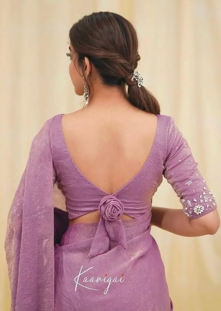 silk saree simple blouse designs