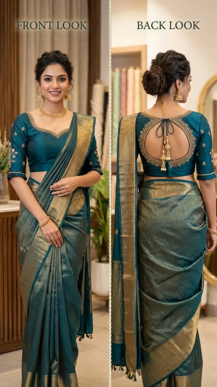 silk saree simple blouse designs
