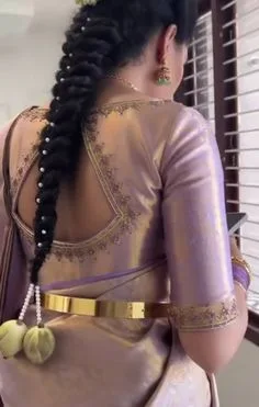 silk saree simple blouse designs