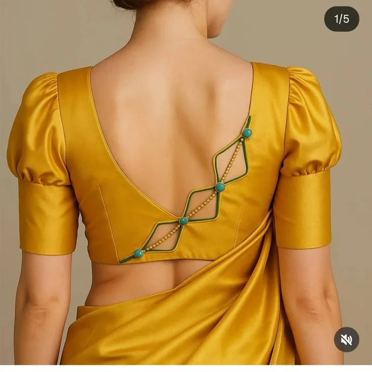 silk saree simple blouse designs