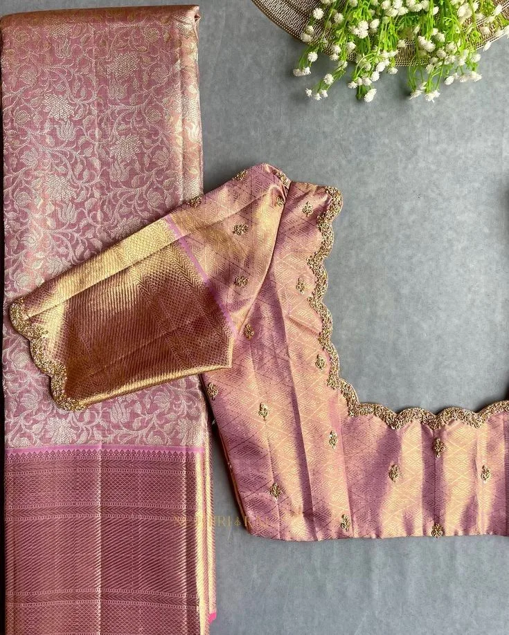 silk saree simple blouse designs