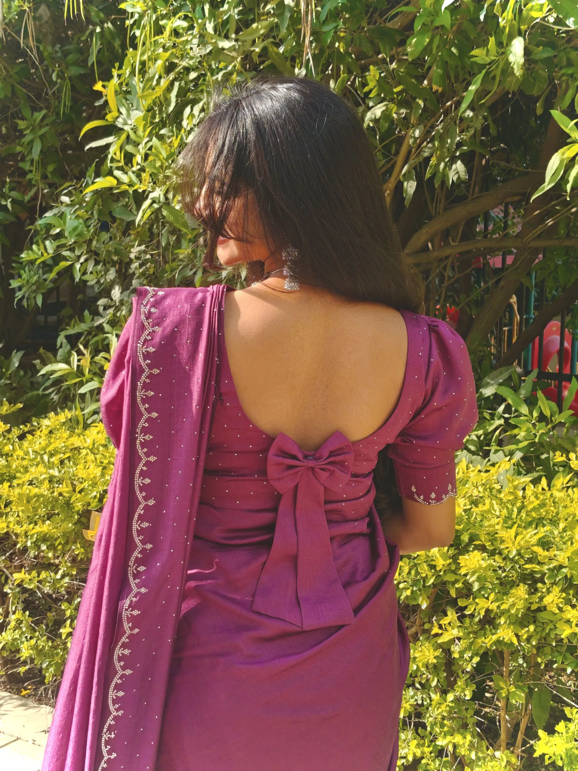 silk saree simple blouse designs