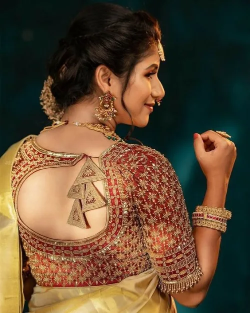 silk saree simple blouse designs