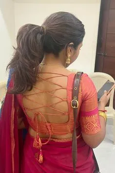 silk saree simple blouse designs