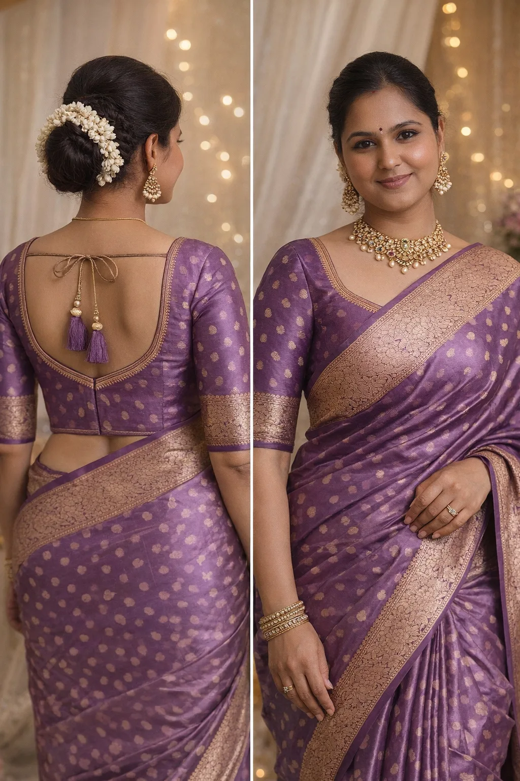 silk saree simple blouse designs