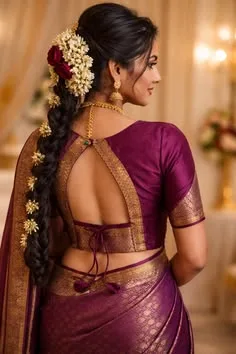 silk saree simple blouse designs