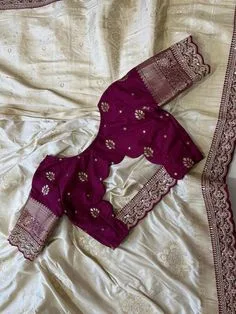 silk saree simple blouse designs