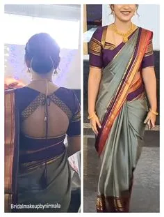 silk saree simple blouse designs