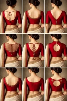 silk saree simple blouse designs
