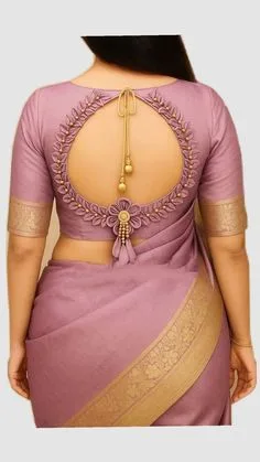 silk saree simple blouse designs