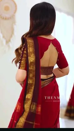 silk saree simple blouse designs