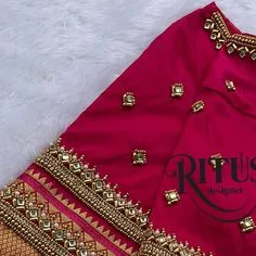 simple aari work blouse designs