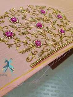 simple aari work blouse designs