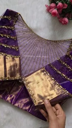 simple aari work blouse designs