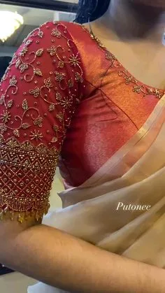 simple aari work blouse designs