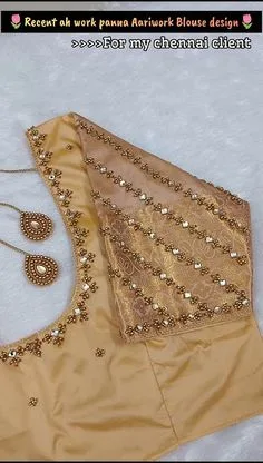 simple aari work blouse designs