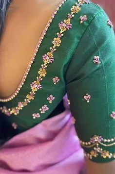 simple aari work blouse designs