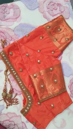 simple aari work blouse designs