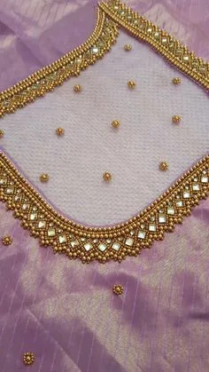 simple aari work blouse designs