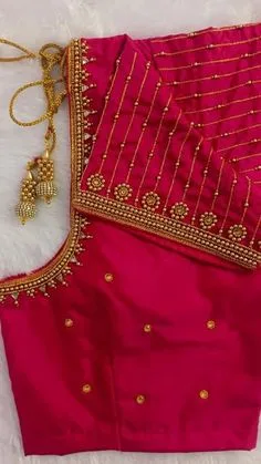 simple aari work blouse designs