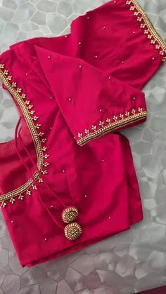 simple aari work blouse designs