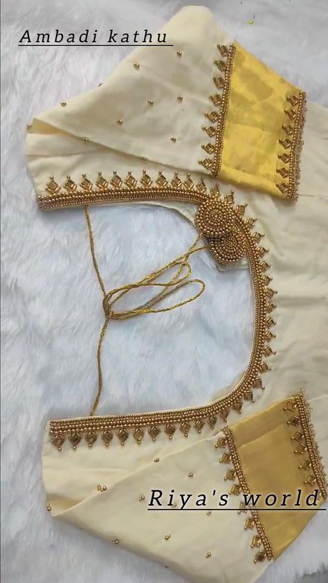 simple aari work blouse designs