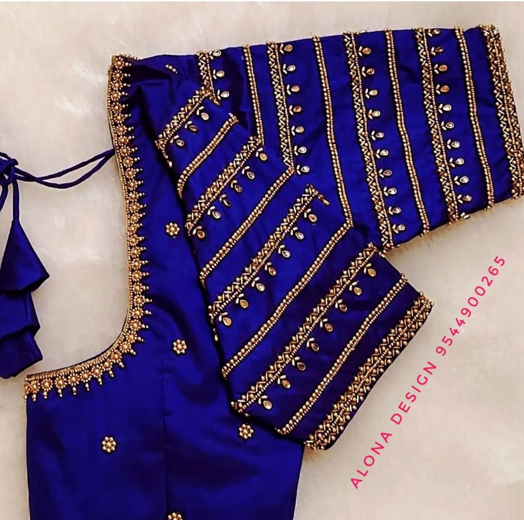 simple aari work blouse designs