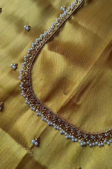 simple aari work blouse designs