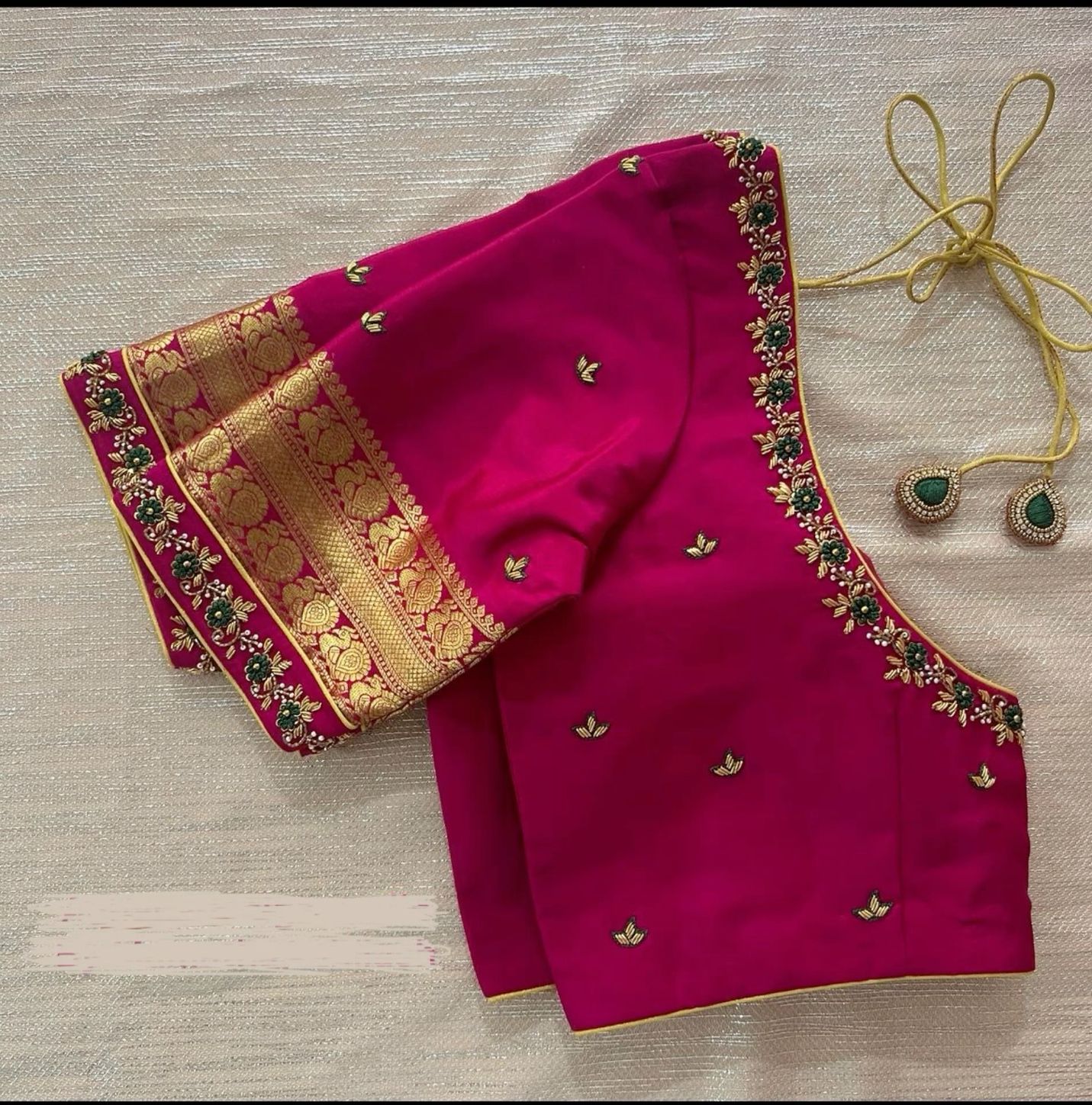 simple aari work blouse designs
