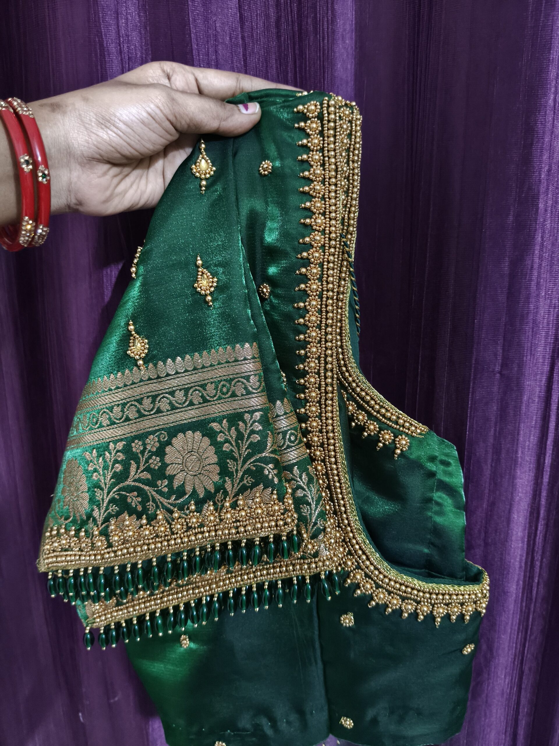 simple aari work blouse designs