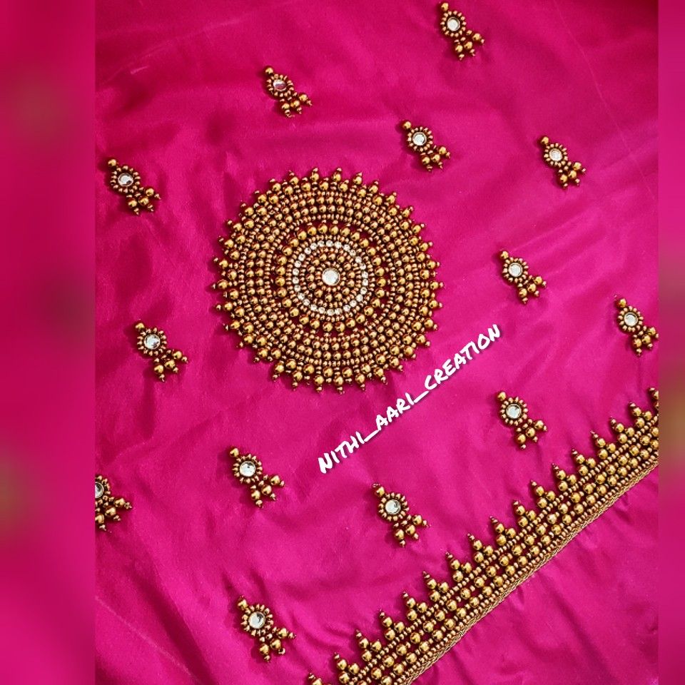 simple aari work blouse designs