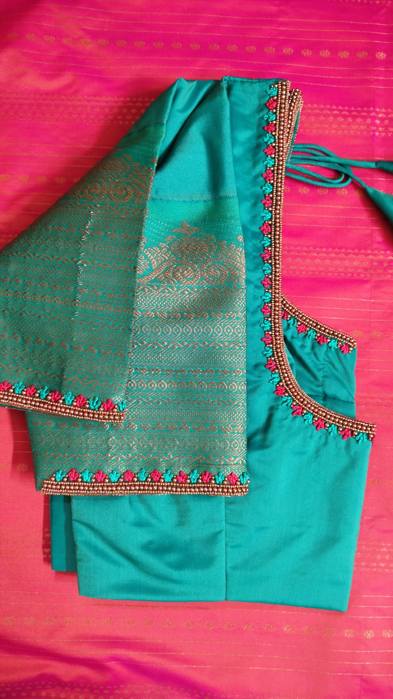 simple aari work blouse designs