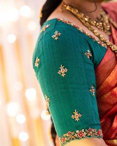 simple aari work blouse designs