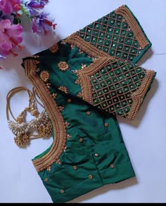 simple aari work blouse designs
