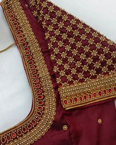 simple aari work blouse designs