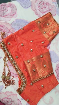 simple aari work blouse designs