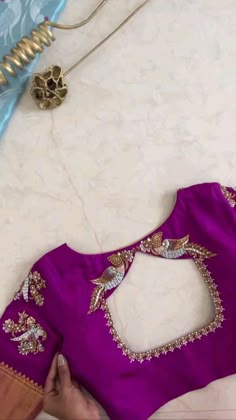 simple aari work blouse designs