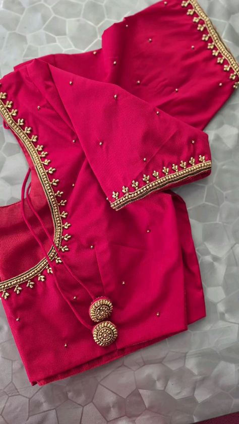 simple aari work blouse designs