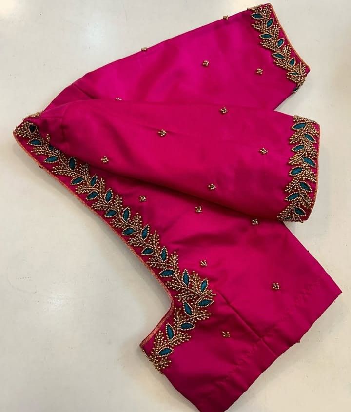 simple aari work blouse designs