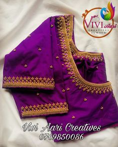 simple aari work blouse designs