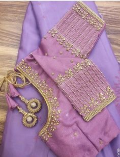 simple aari work blouse designs