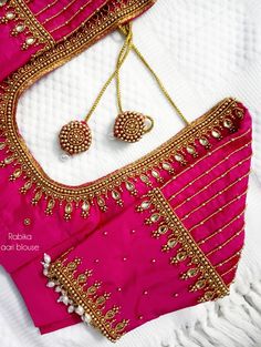 simple aari work blouse designs