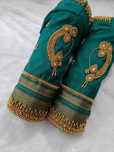 simple aari work blouse designs